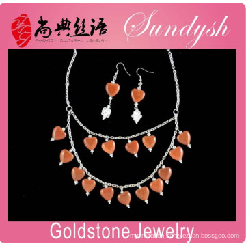 Heart Shape Jewellery Handmade Goldstone Pendant Chain Necklace Goldstone Necklace